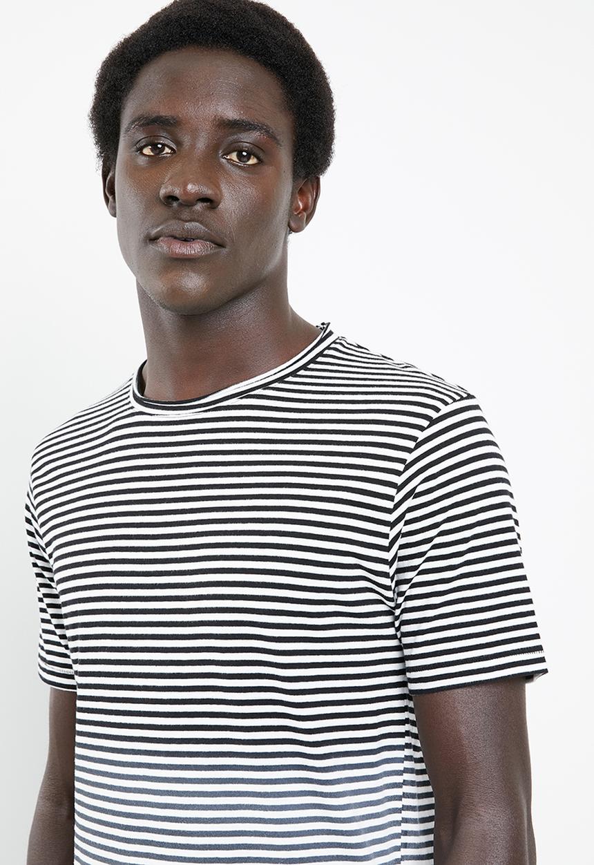 Only & Sons - Hanson bleached stripe tee - black & white