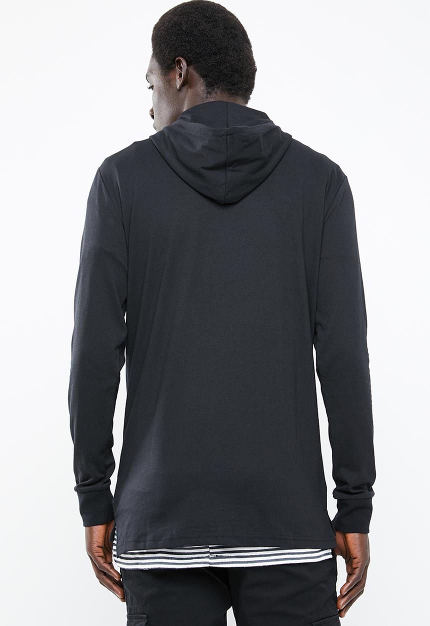 Only & Sons - Dean long sleeve tee hoodie - black