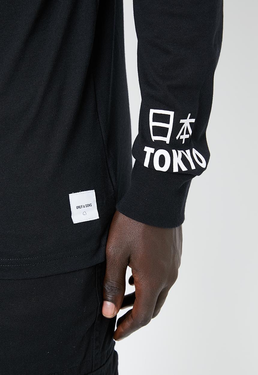 Only & Sons - Dean long sleeve tee hoodie - black