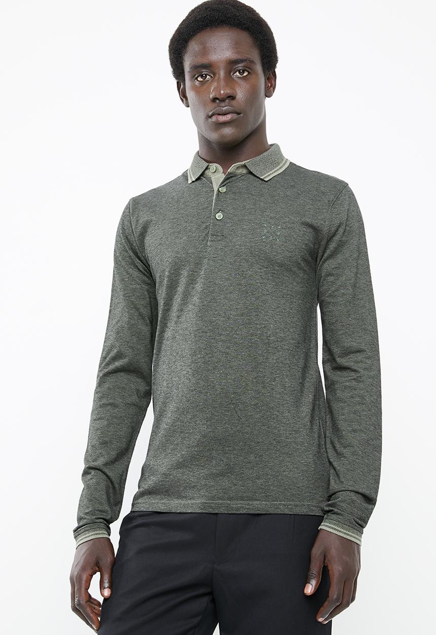 Only & Sons - Stan long sleeve fitted polo - green
