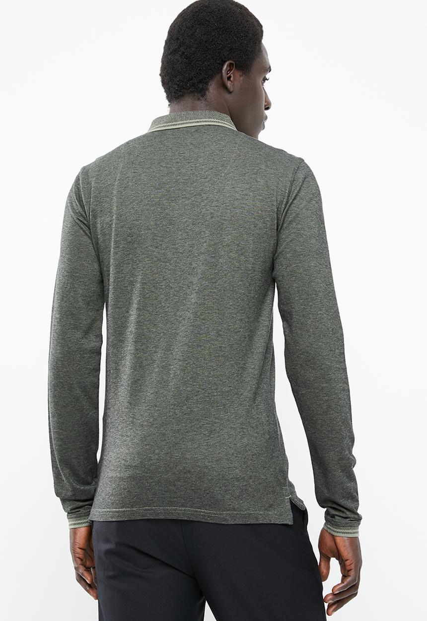 Only & Sons - Stan long sleeve fitted polo - green