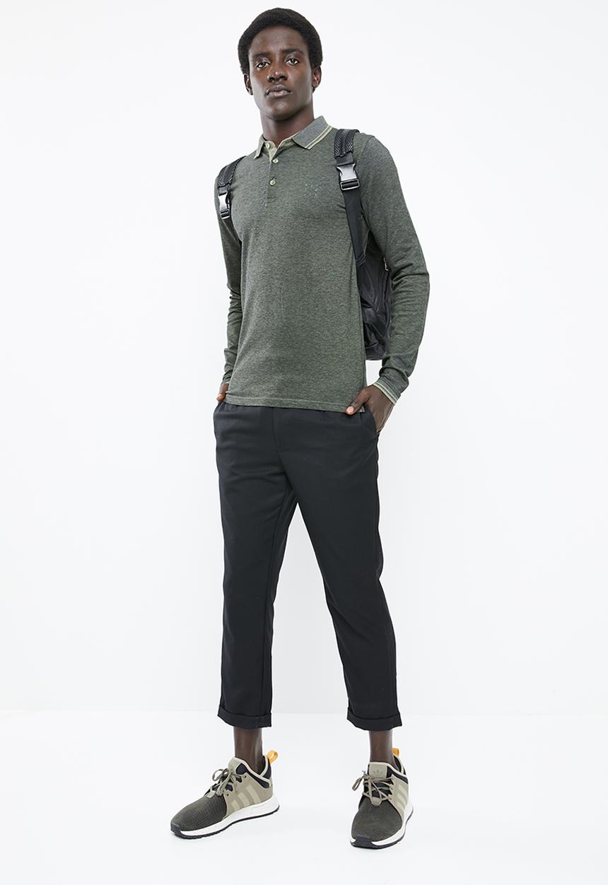 Only & Sons - Stan long sleeve fitted polo - green