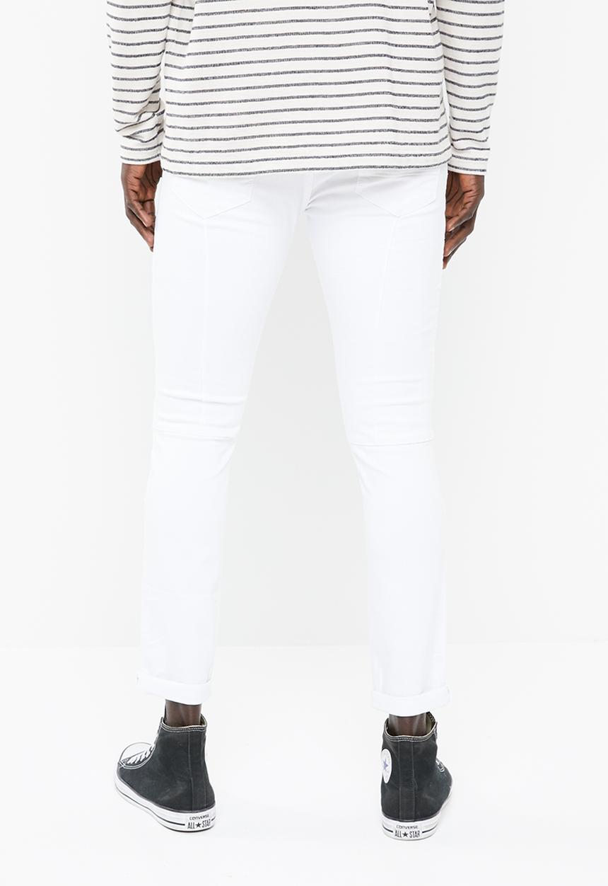 S.P.C.C - Cut & sew white feather skinny intricate front roping - white