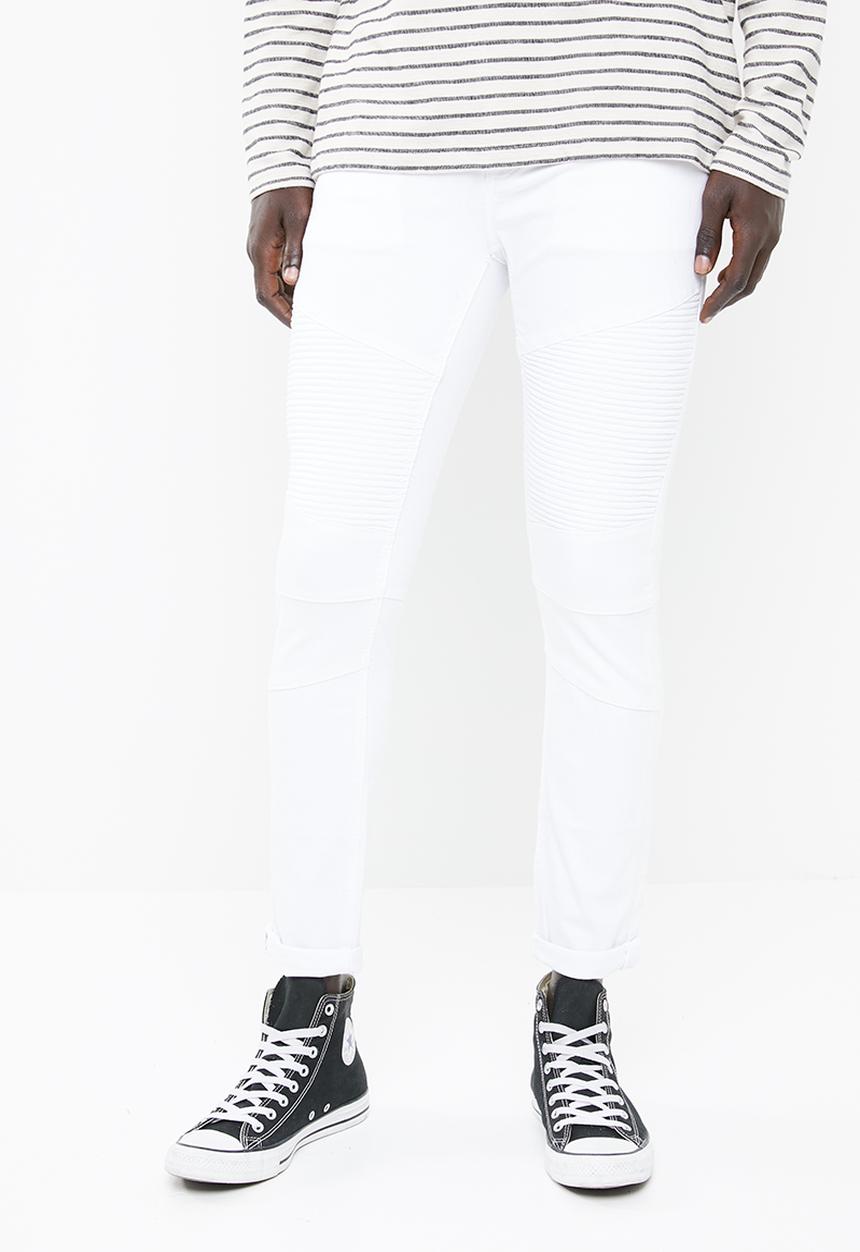 S.P.C.C - Cut & sew white feather skinny intricate front roping - white