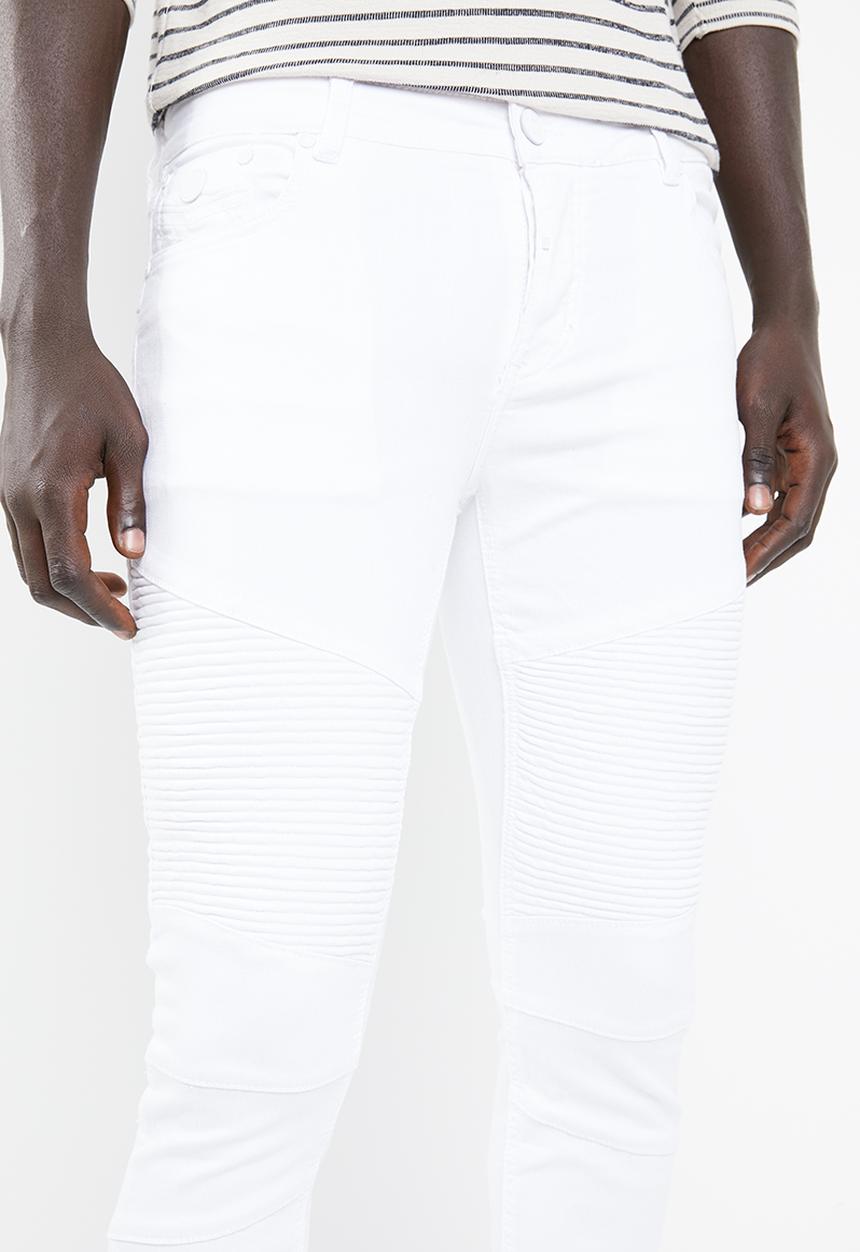 S.P.C.C - Cut & sew white feather skinny intricate front roping - white