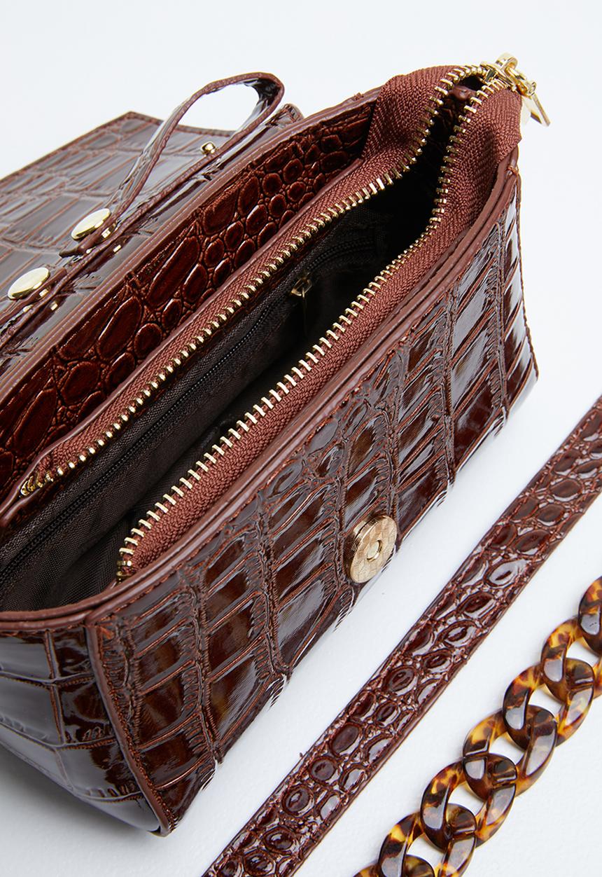 Superbalist - Tortoise shell strap clutch bag - brown