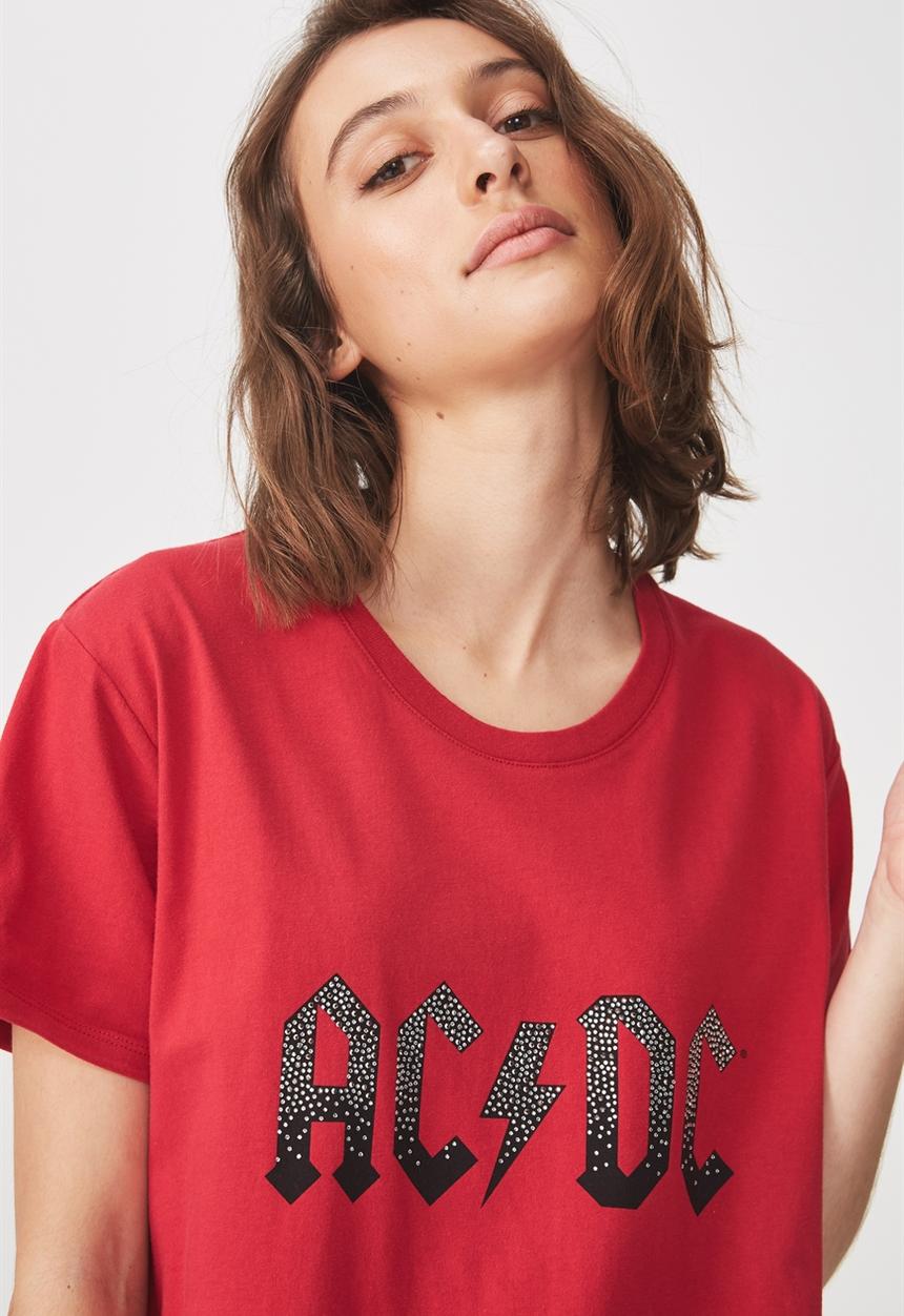 Cotton On - Premium graphic tee ACDC studs - red