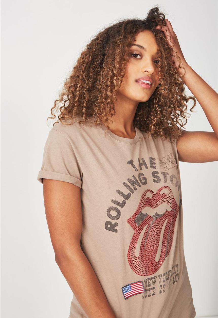 Cotton On - Premium graphic tee Rolling Stones - brown