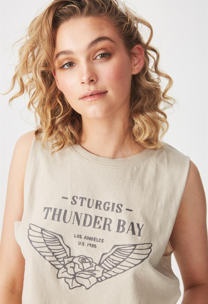 Cotton On - Tbar Lola graphic tank top - beige