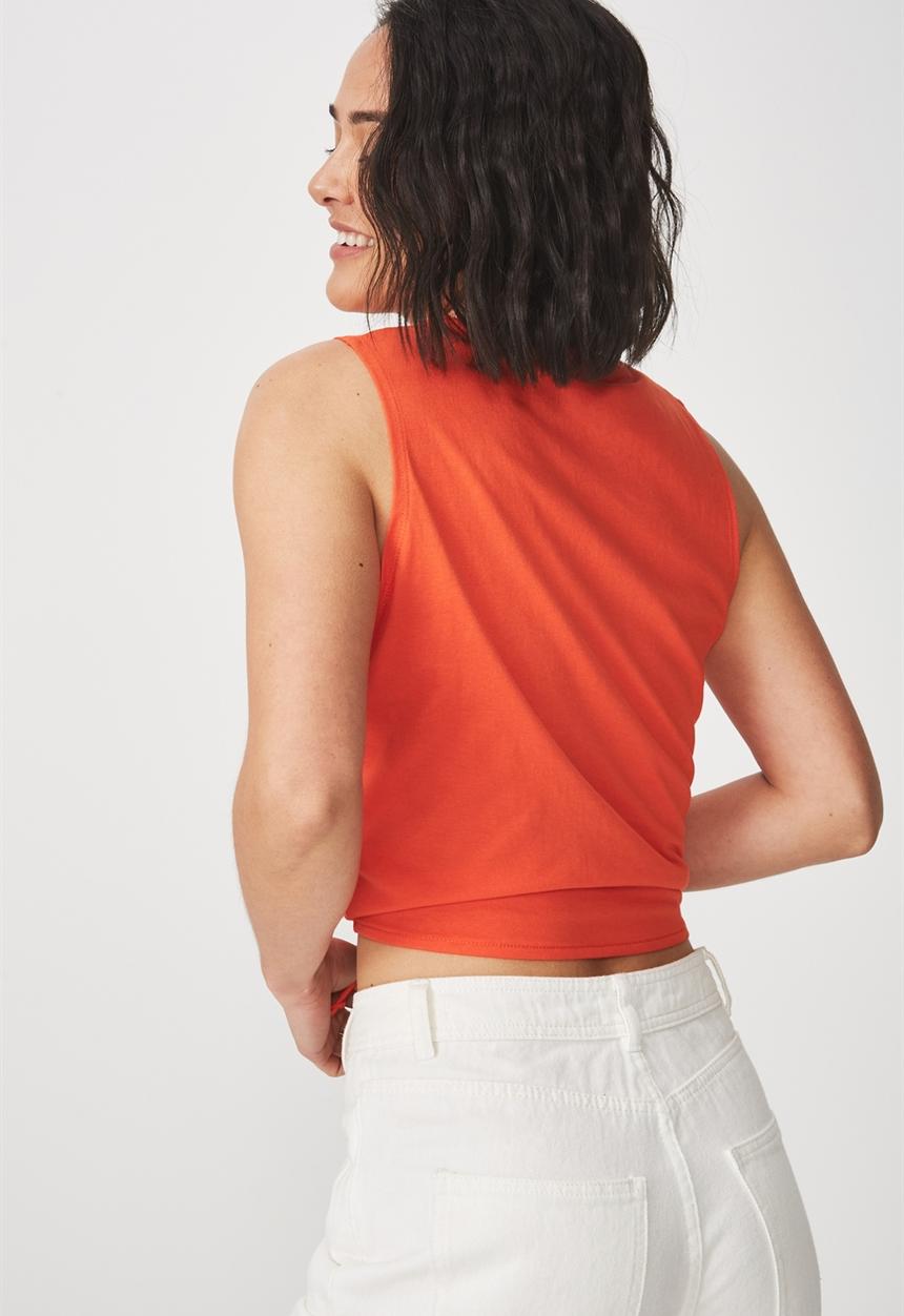 Cotton On - Tbar Maeve tie front tee - orange