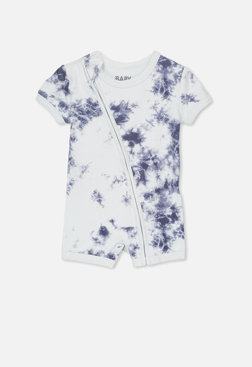 Cotton On - Mini short sleeve zip through romper - navy & white 