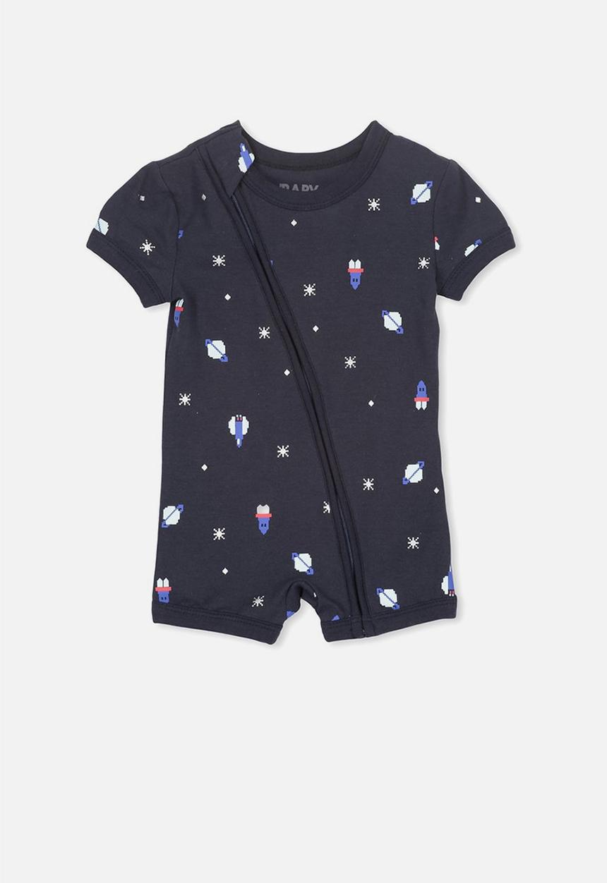 Cotton On - Mini short sleeve zip through romper - navy 