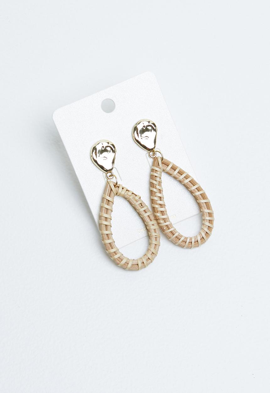 Joy Collectables - Woven teardrop earrings - neutral