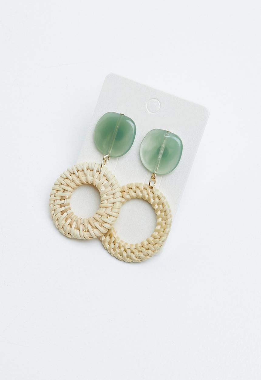 Joy Collectables - Woven hoop earrings - green & beige