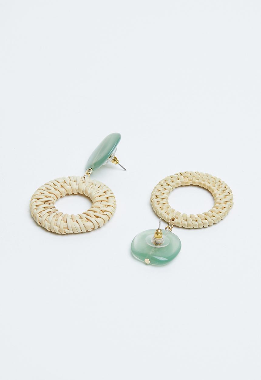 Joy Collectables - Woven hoop earrings - green & beige