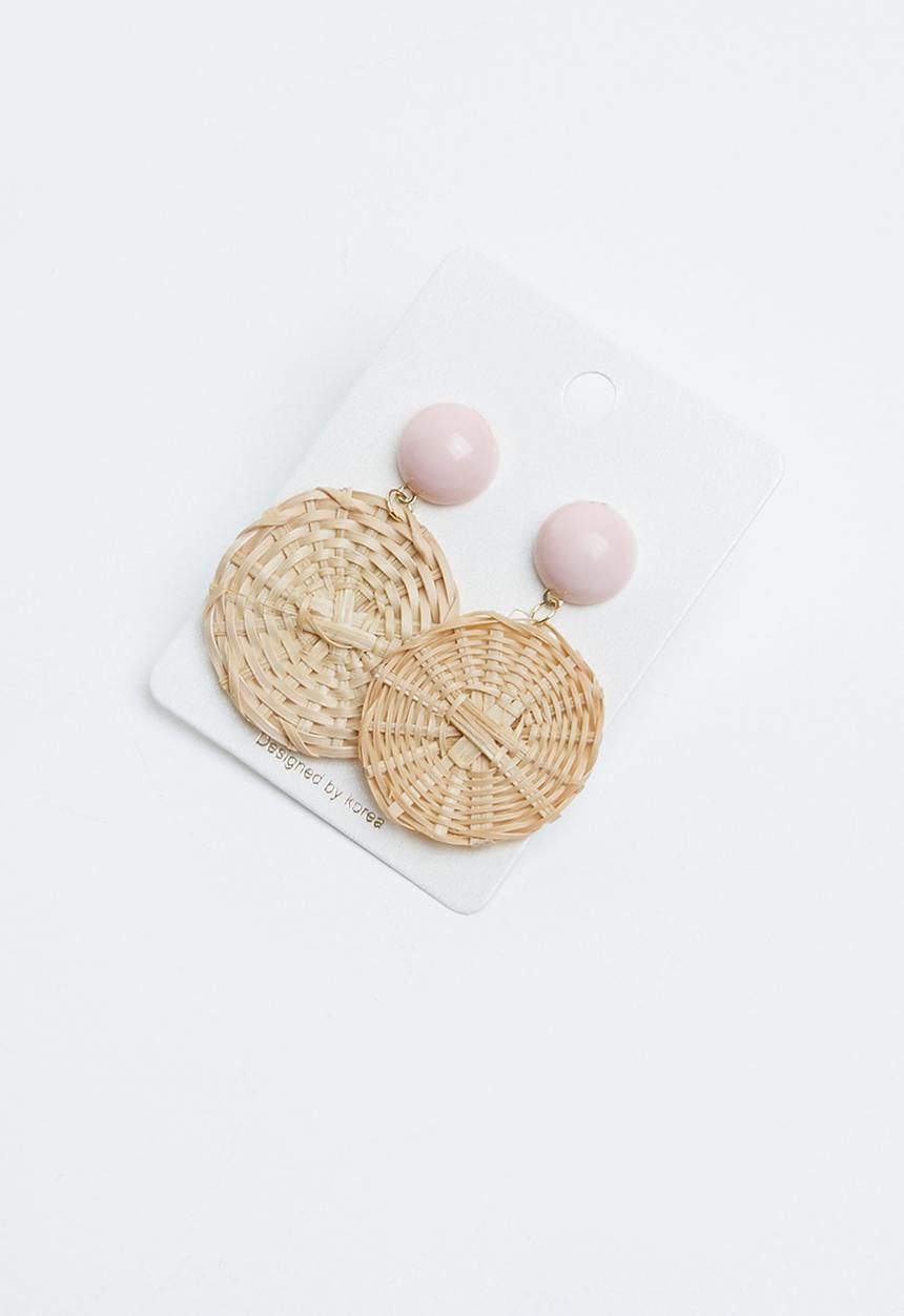 Joy Collectables - Woven earrings - beige & pink