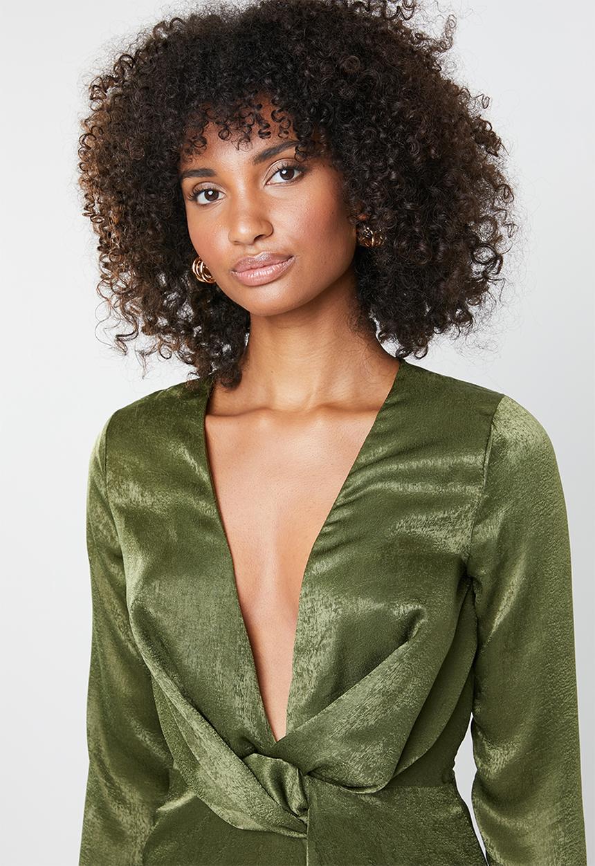 Missguided - Wrap front maxi dress - khaki