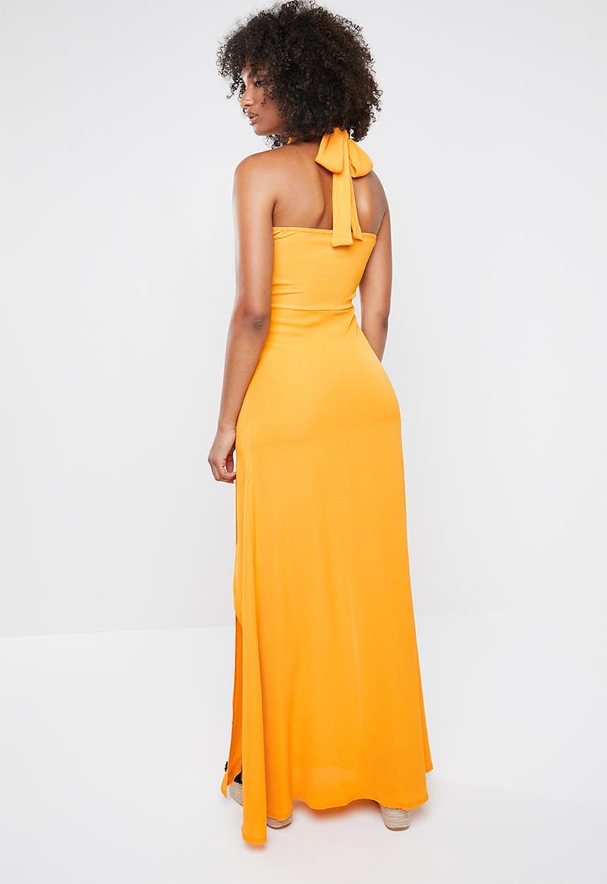 Missguided - Cut out tie front maxi dress - yellow
