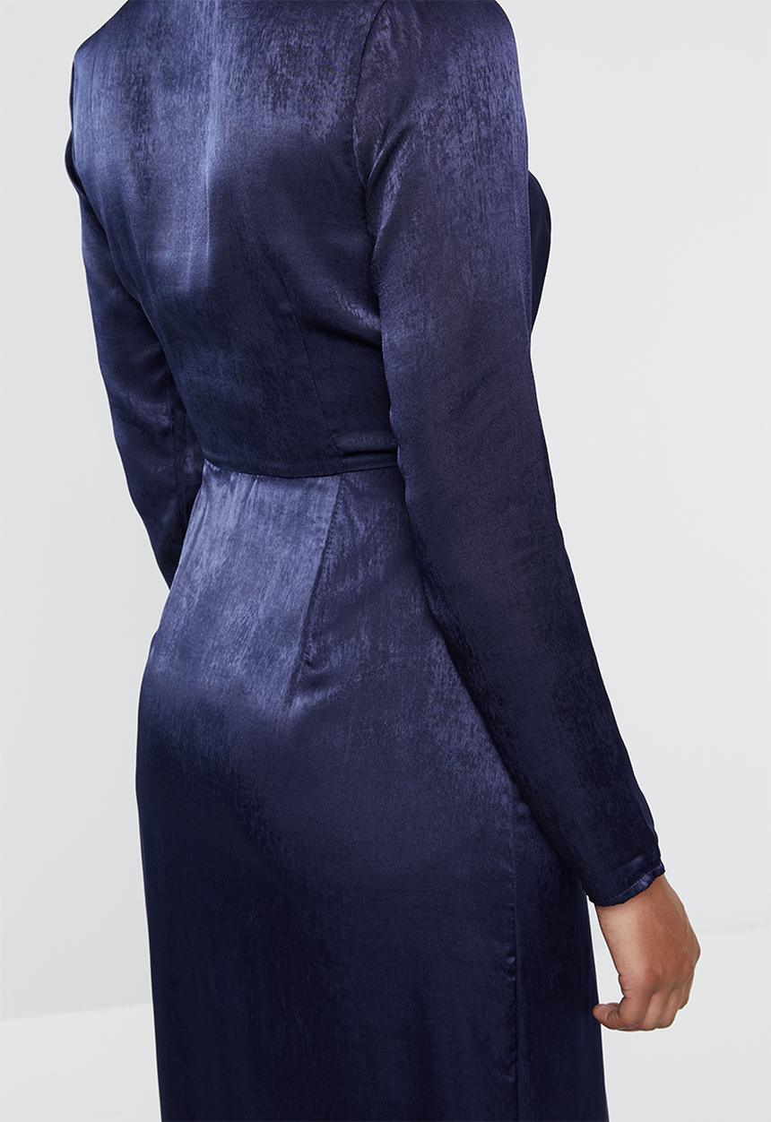 Missguided - Wrap front maxi dress - navy