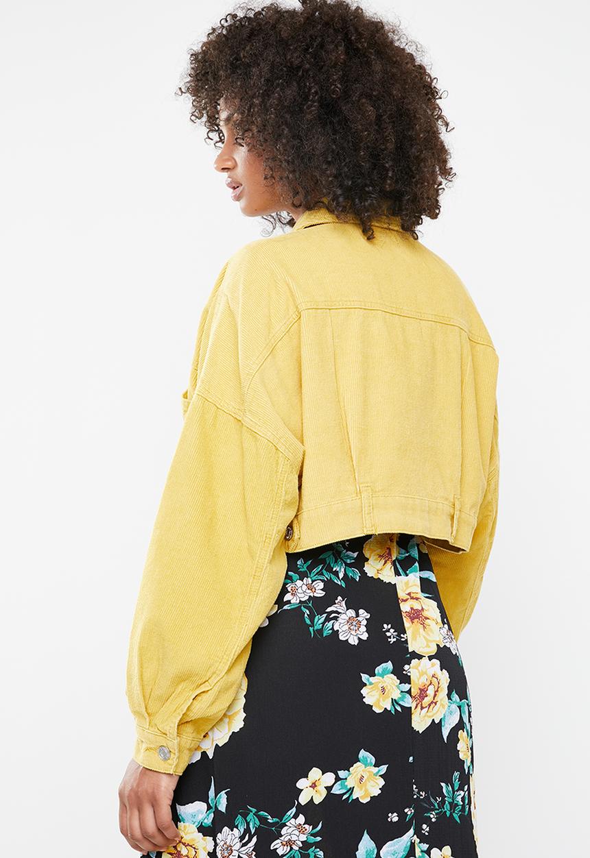 Missguided - Cropped drop shoulder cord jacket - yellow