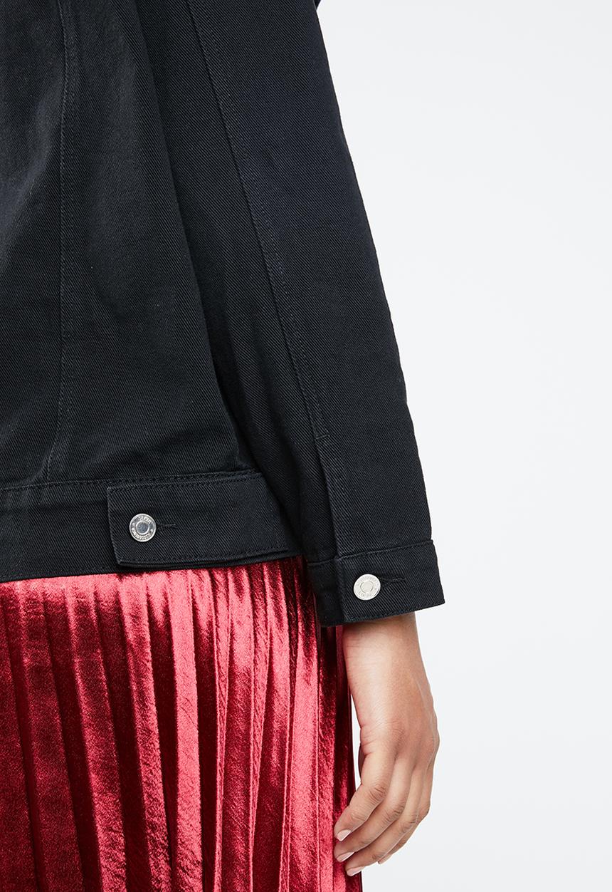 Missguided - Oversized teddy faux fur denim jacket - black