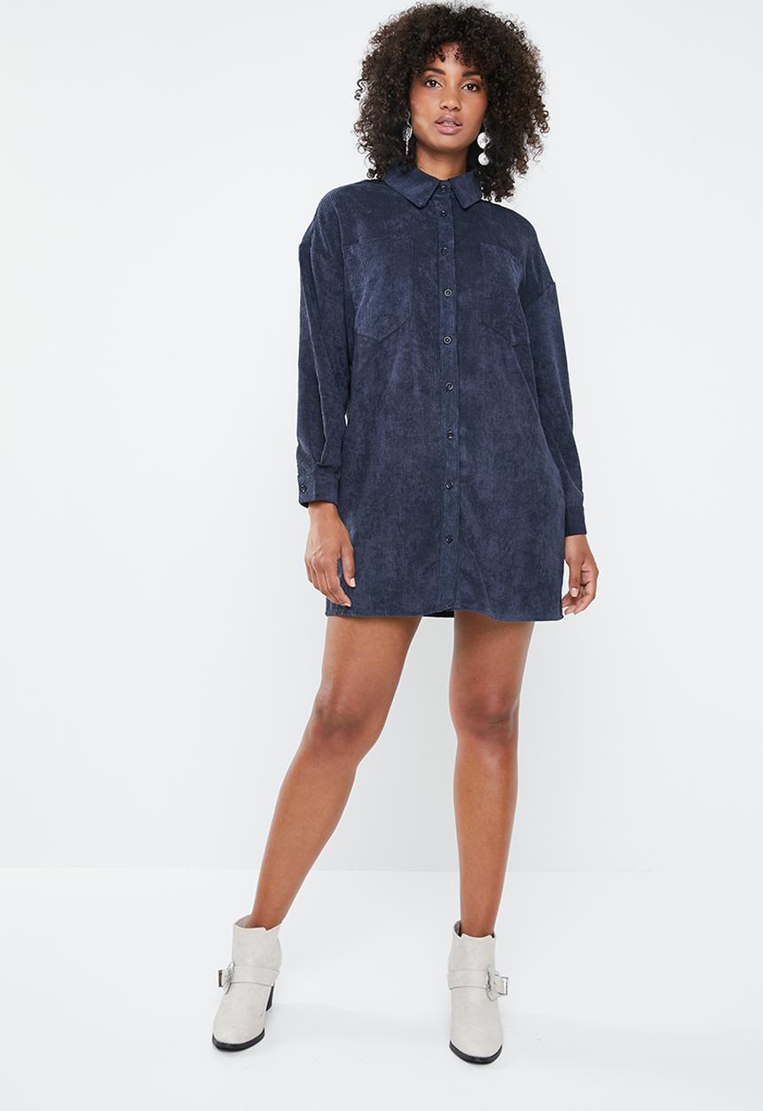 Missguided - Oversized shirt dress corduroy - navy