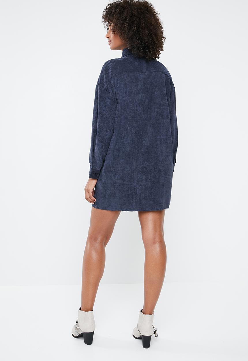 Missguided - Oversized shirt dress corduroy - navy