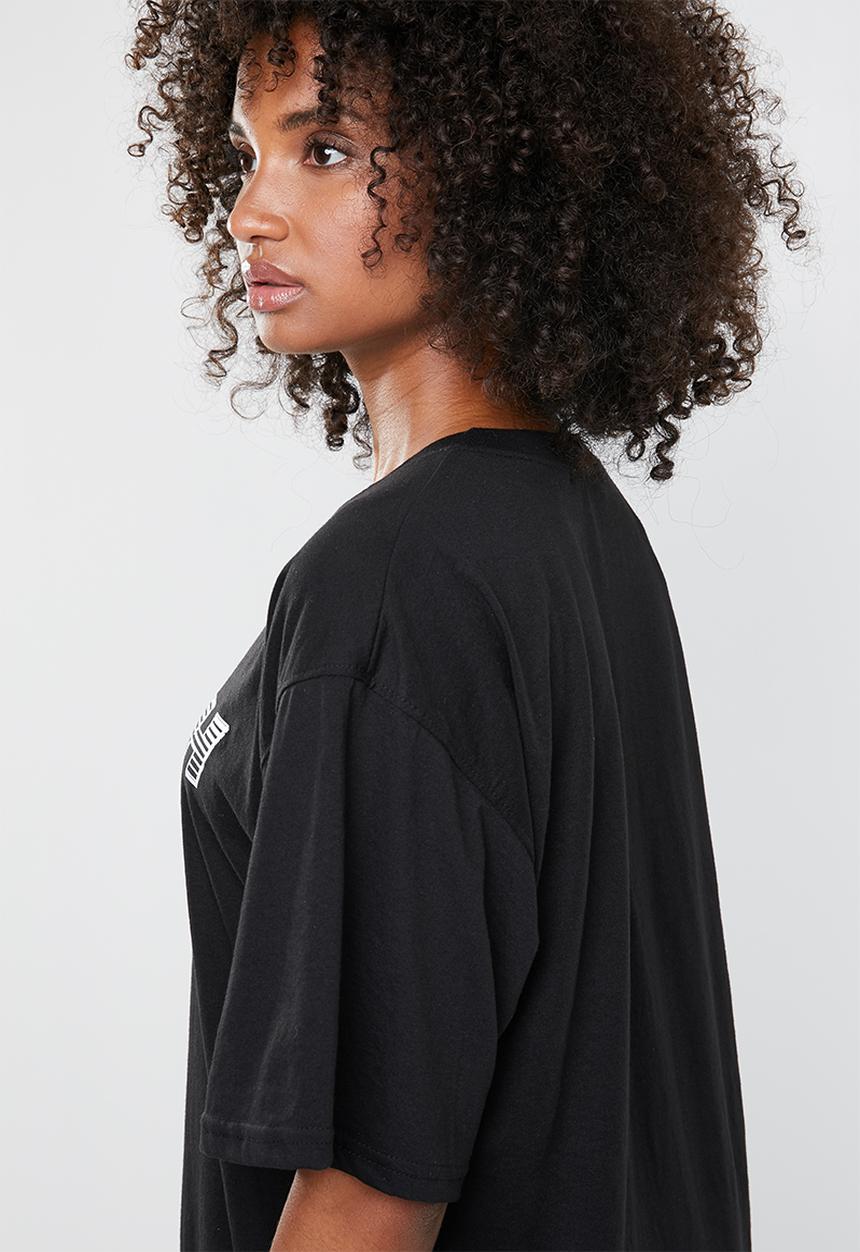 Missguided - Oversized North short sleeve T-shirt mini dress - black