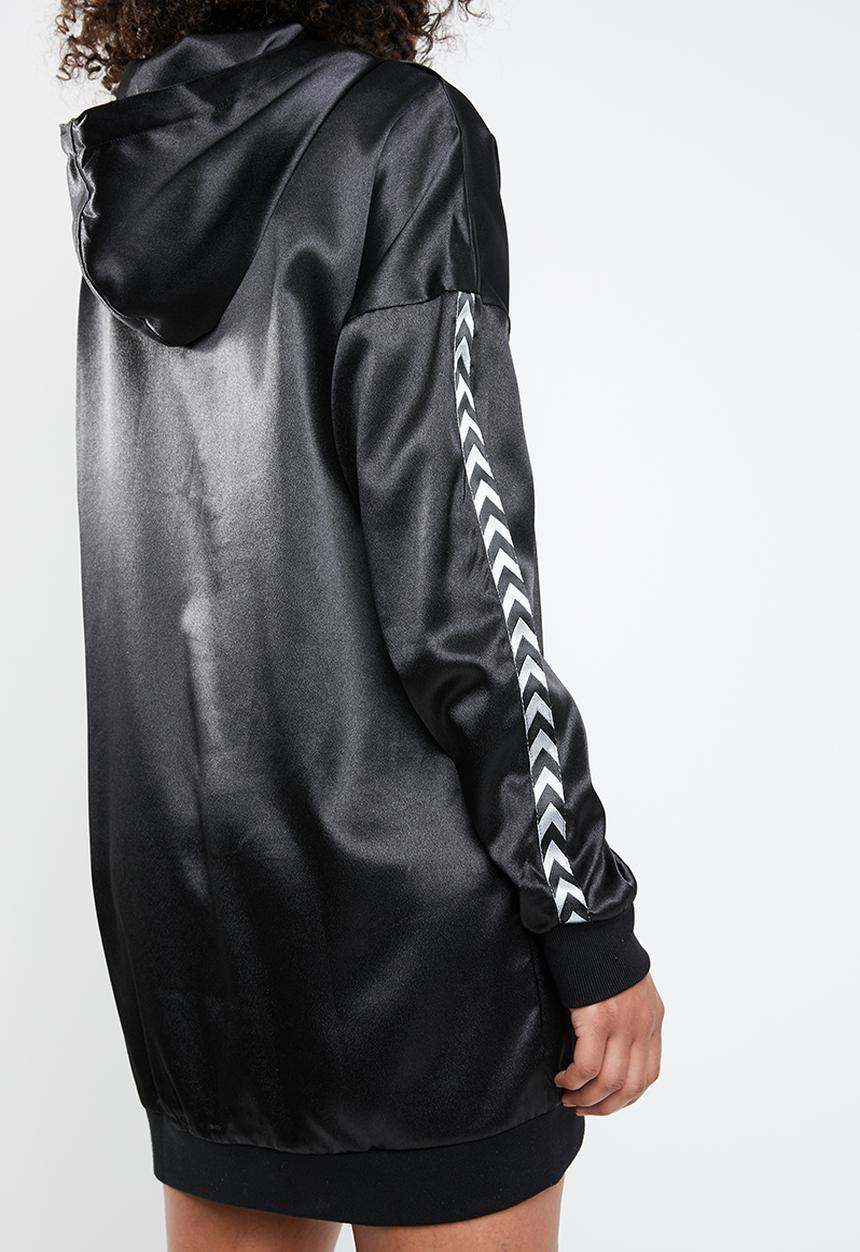 Missguided - Mono sports tape oversized hooded dress - black