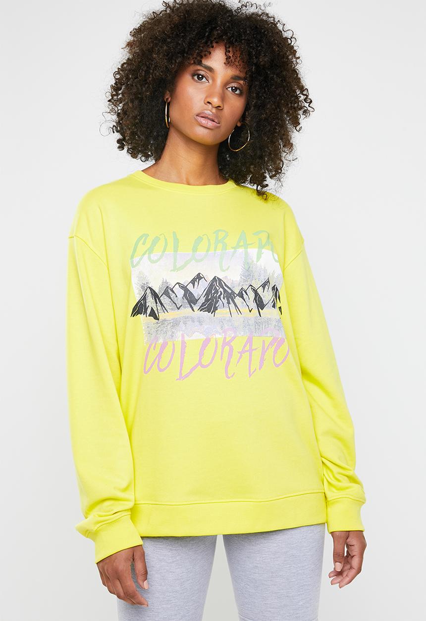 Missguided - Oversized graphic sweat - yellow