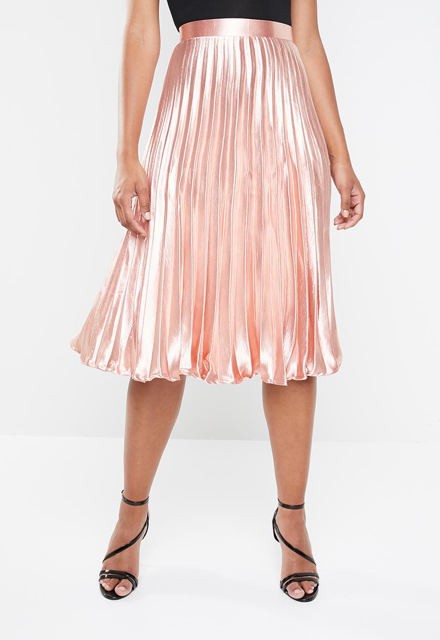 Missguided - Hammered satin pleated midi skirt - pink