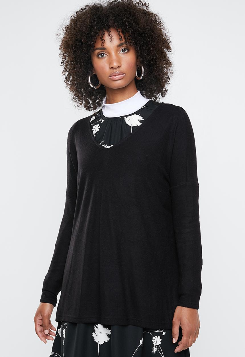 ONLY - Kleo long sleeve v-neck pullover - black