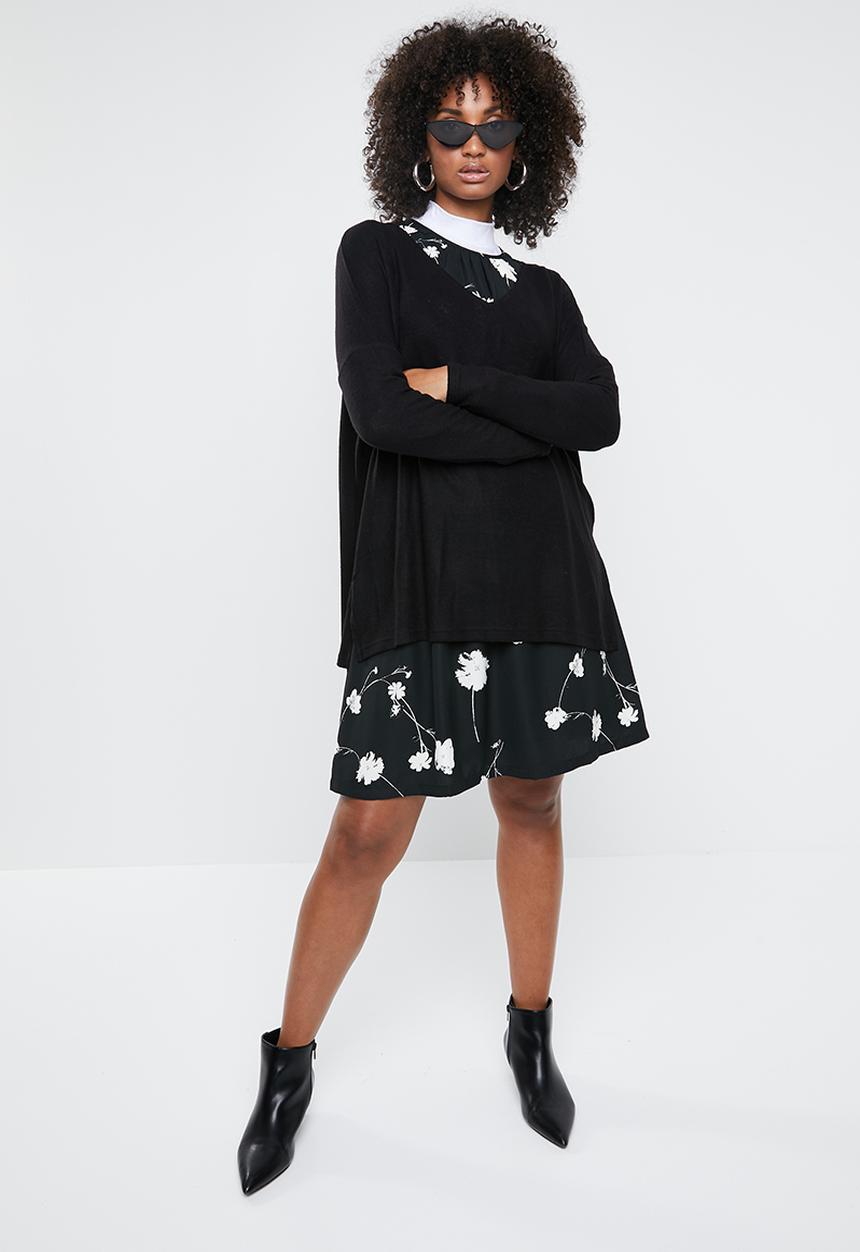 ONLY - Kleo long sleeve v-neck pullover - black