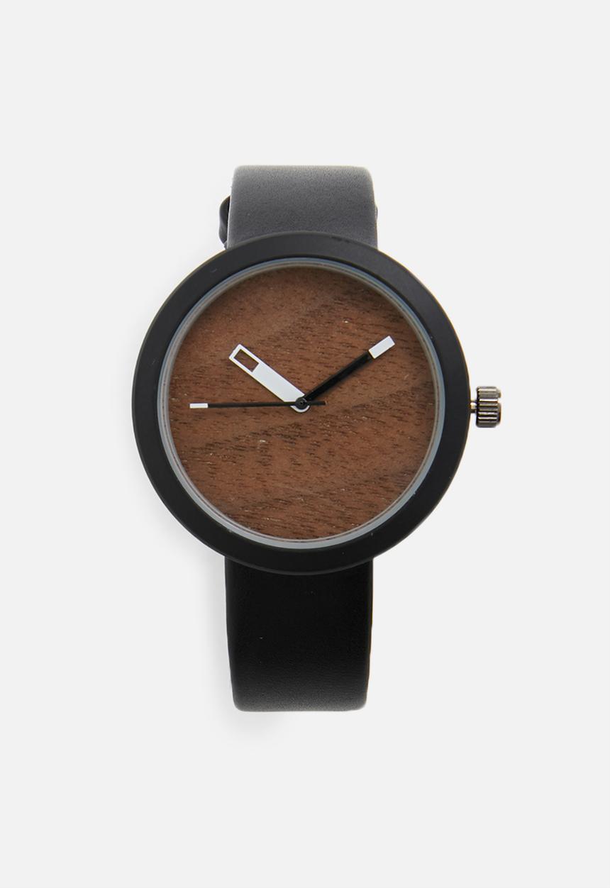 Joy Collectables - Marco wooden face watch - black