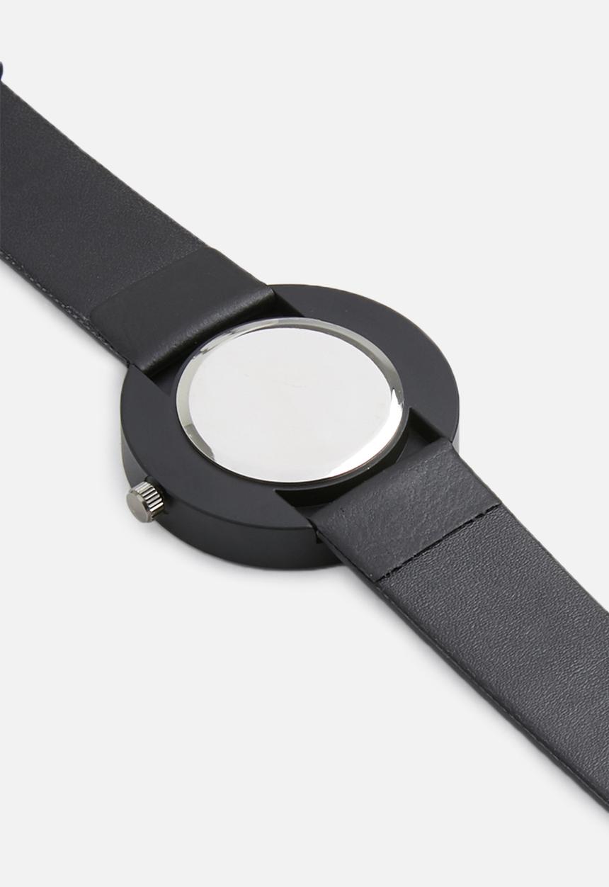 Joy Collectables - Tanner leather look watch - black
