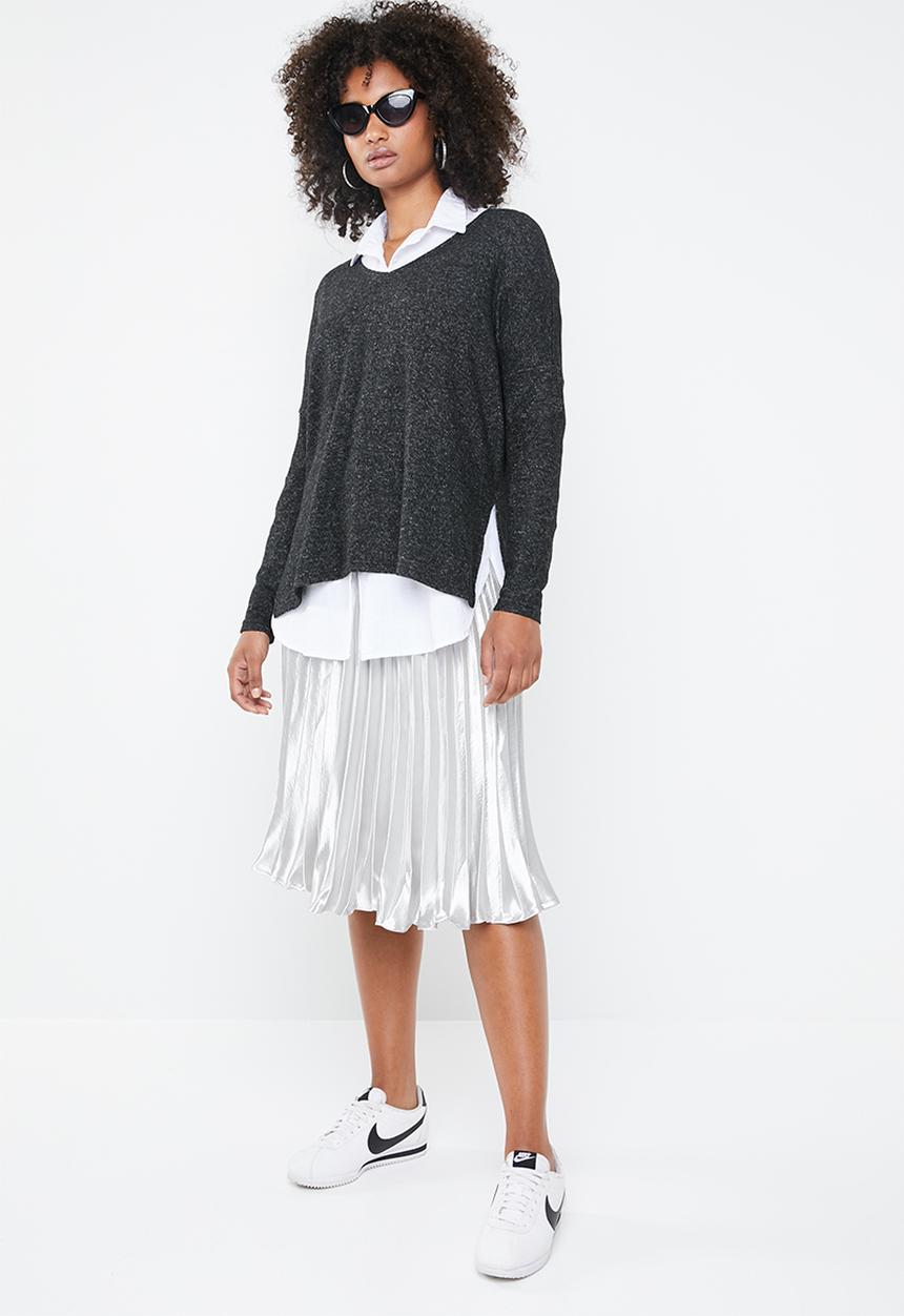 ONLY - Kleo long sleeve v-neck pullover - dark grey
