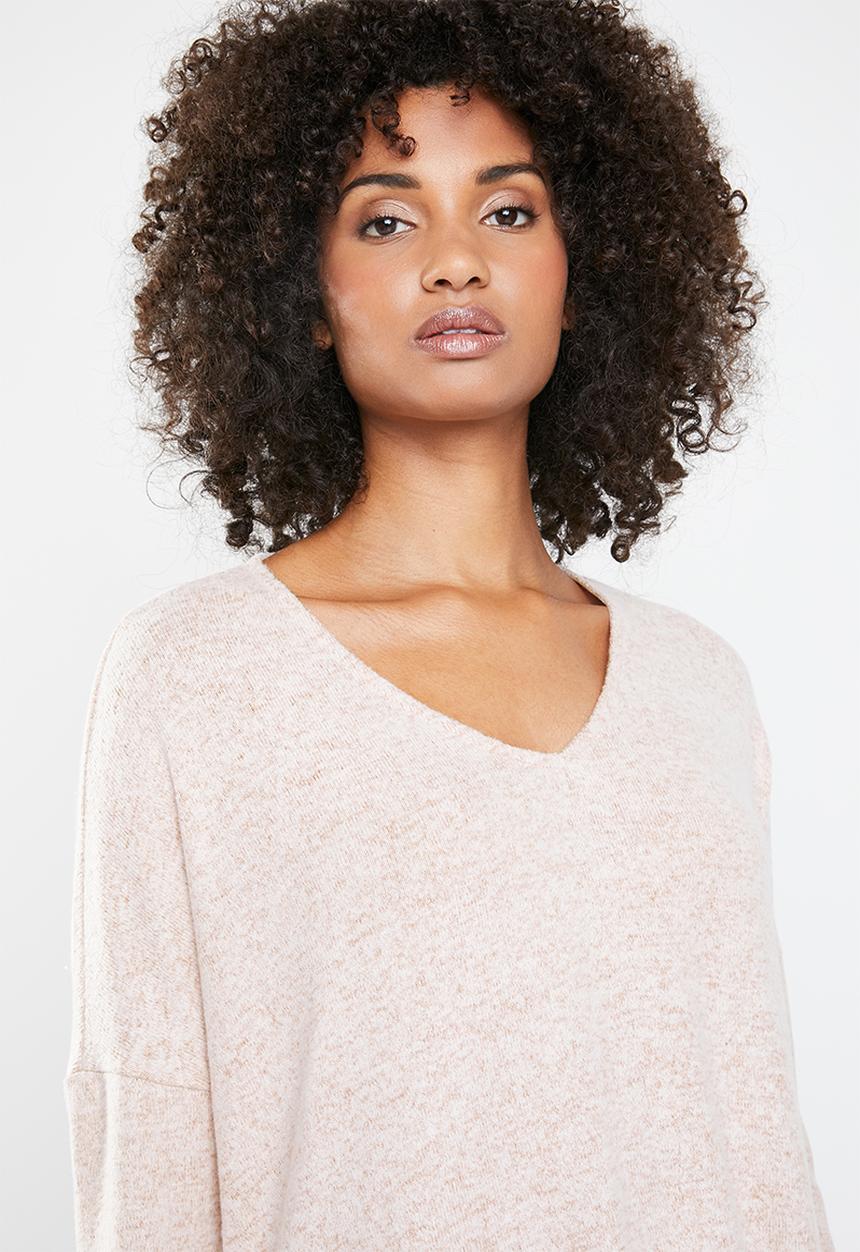 ONLY - Kleo long sleeve v-neck pullover - pink