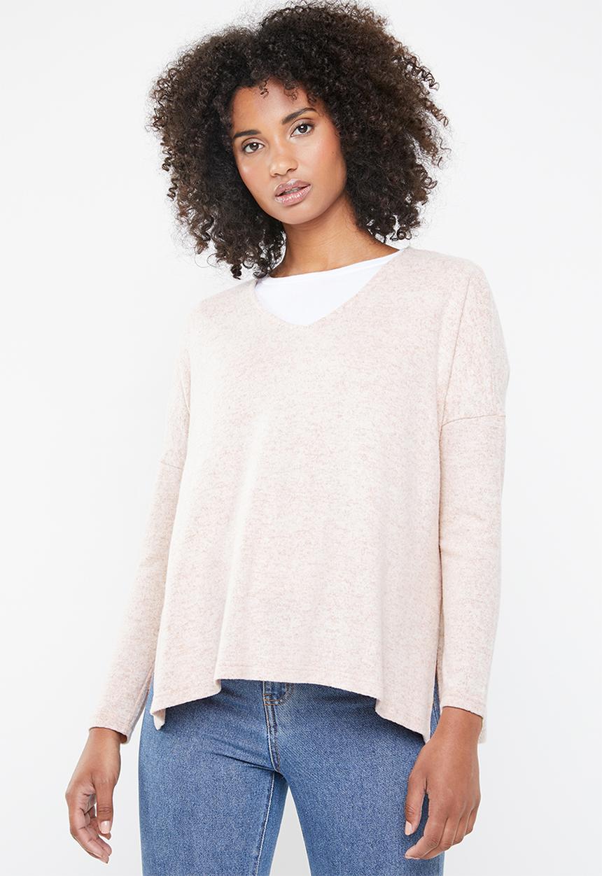 ONLY - Kleo long sleeve v-neck pullover - pink