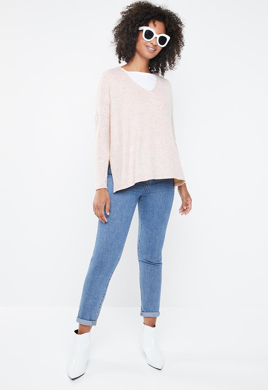 ONLY - Kleo long sleeve v-neck pullover - pink