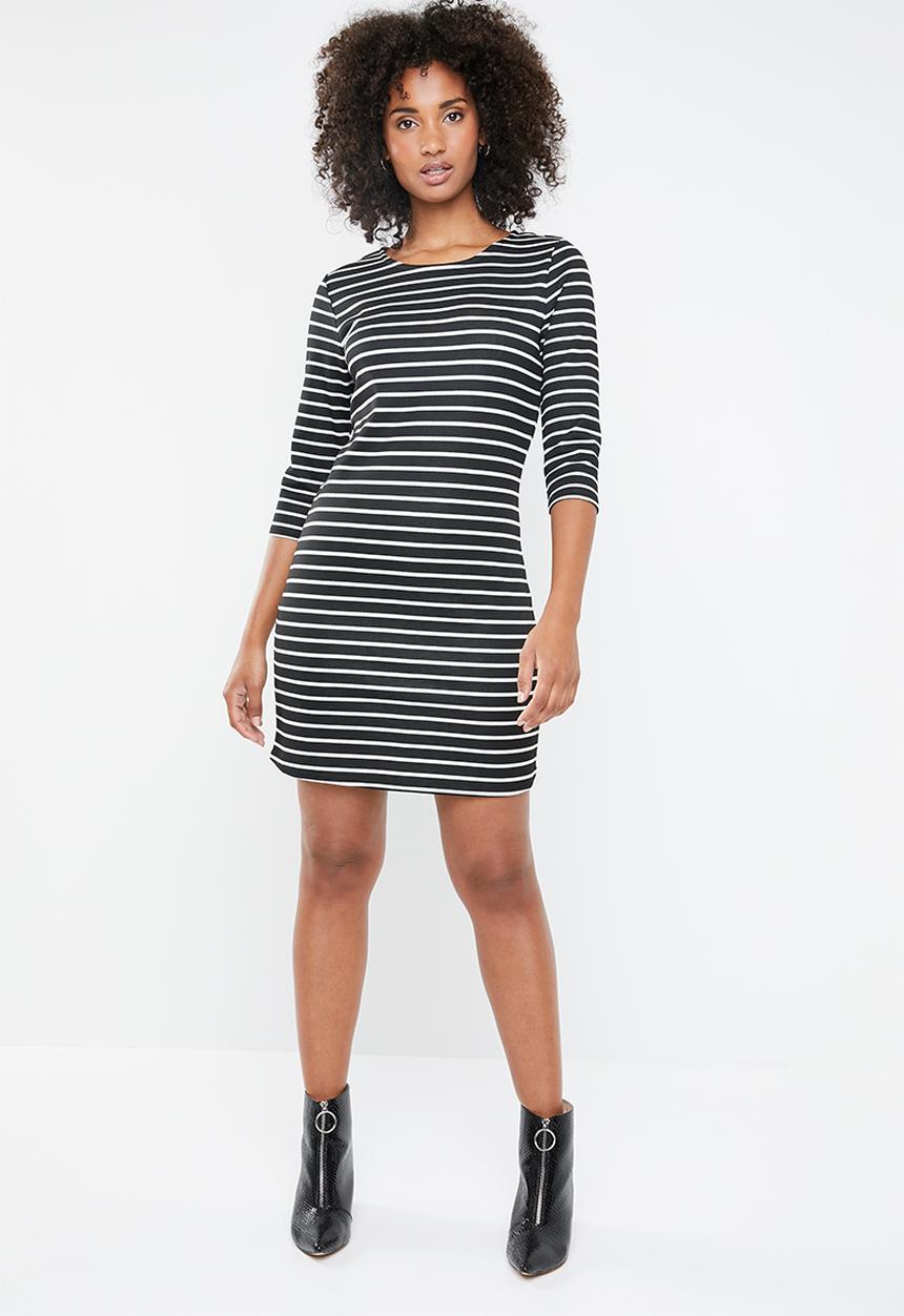 ONLY - Brilliant 3/4 dress - stripes black & white