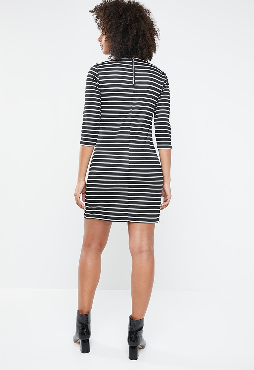 ONLY - Brilliant 3/4 dress - stripes black & white
