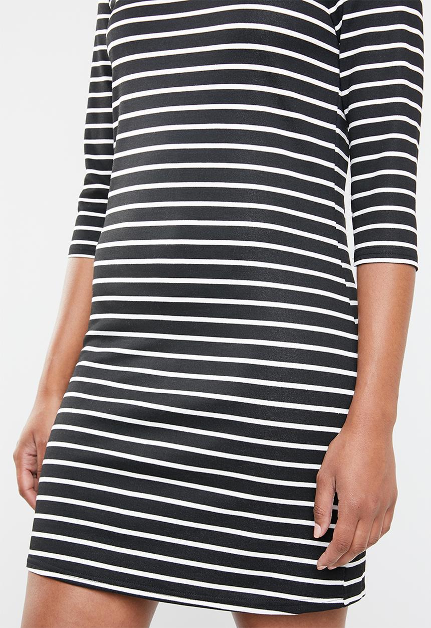 ONLY - Brilliant 3/4 dress - stripes black & white