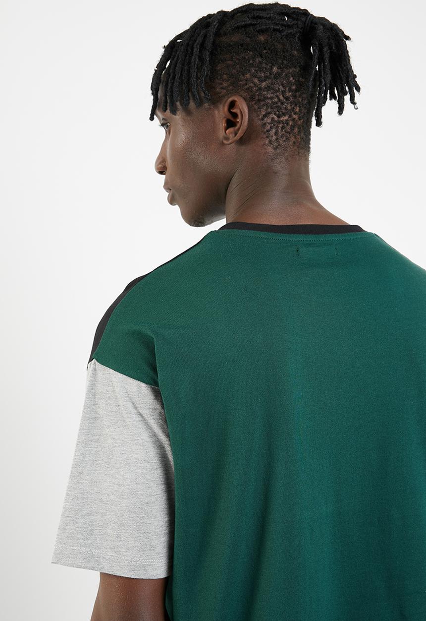 Superbalist - Loose fit colour-blocked tee - green & black