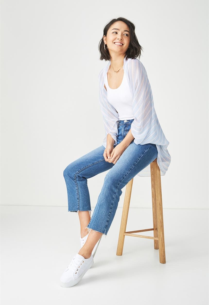 Cotton On - Trixy cocoon kimono - blue & white 