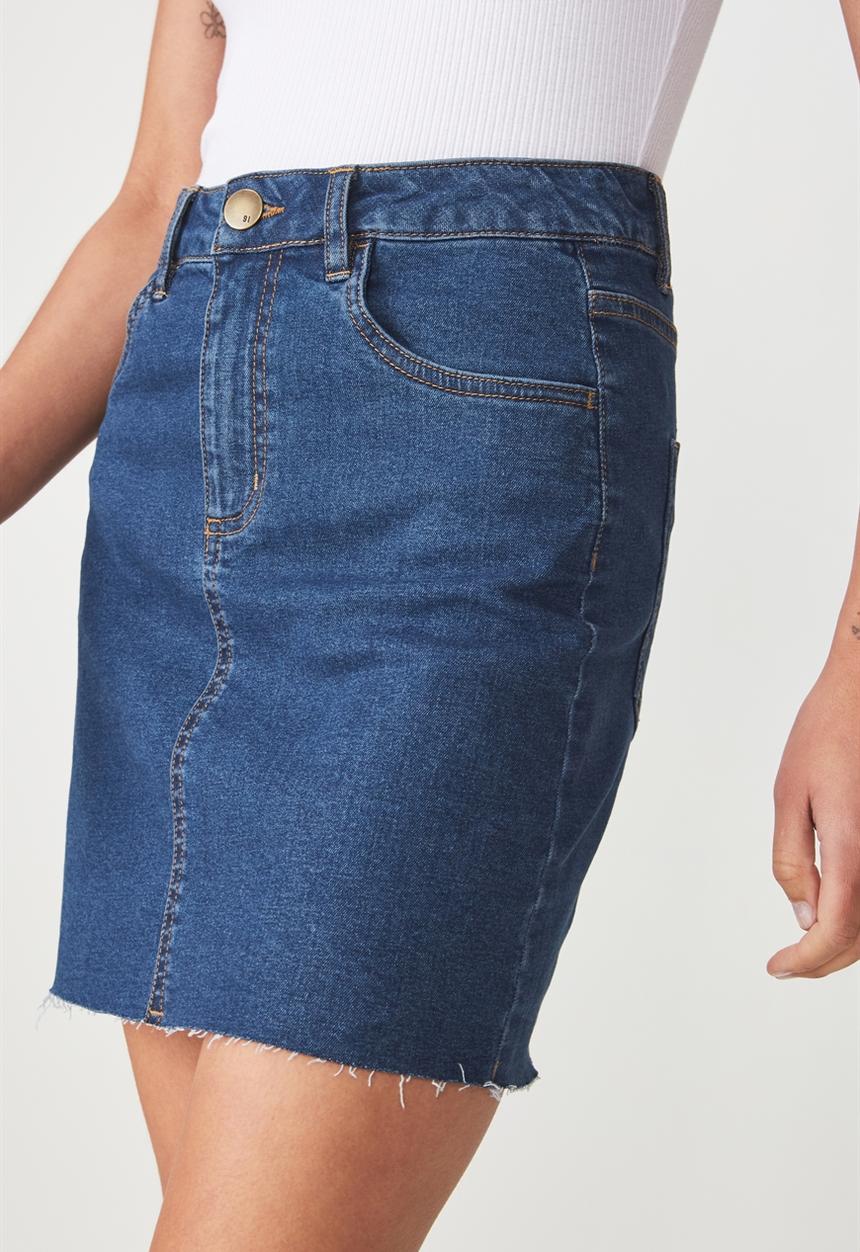 Cotton On - Classic stretch denim mini skirt - blue