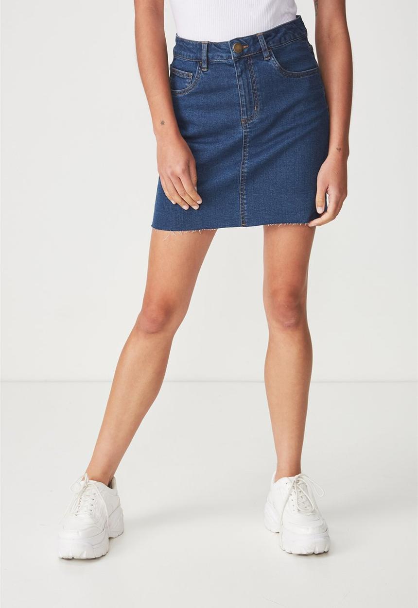 Cotton On - Classic stretch denim mini skirt - blue