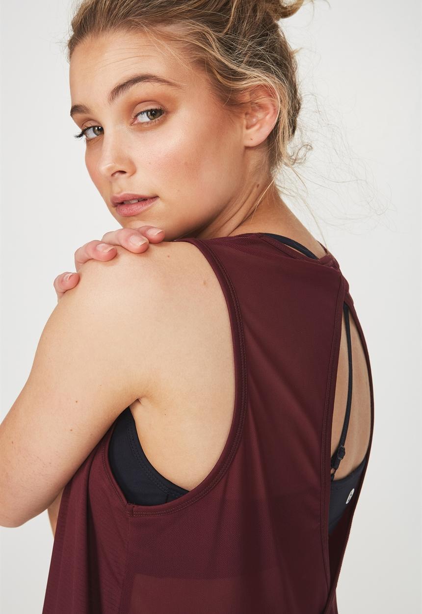 Cotton On - Mesh back tank top - burgundy