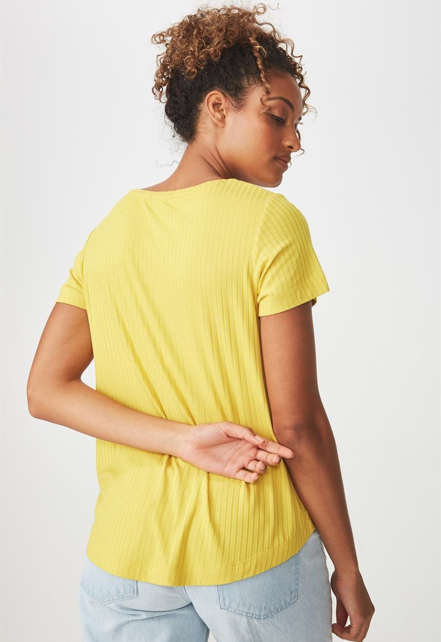 Cotton On - Elise scoop neck rib tee - yellow 