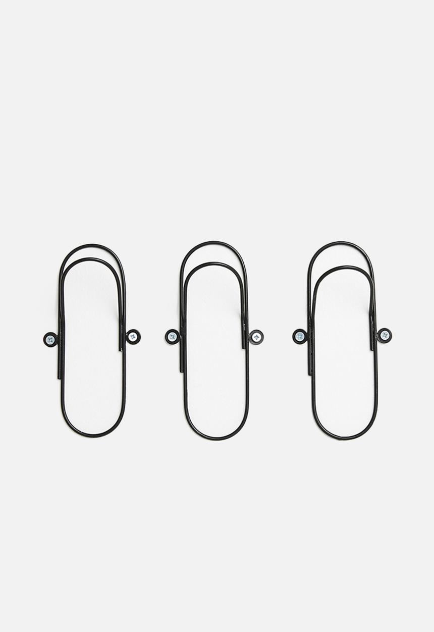 Sixth Floor - Paper clip hooks set of 3 - black
