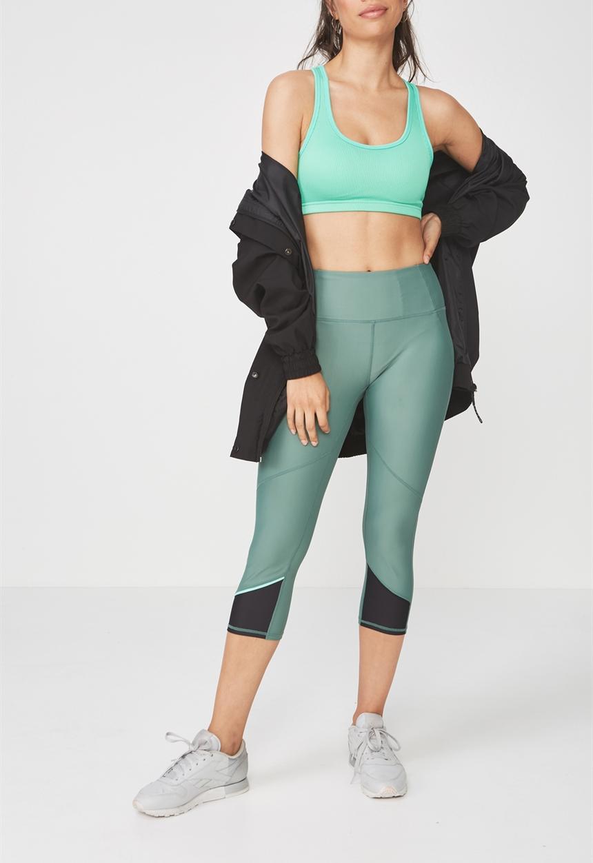 Cotton On - Placement print crop legging -  green